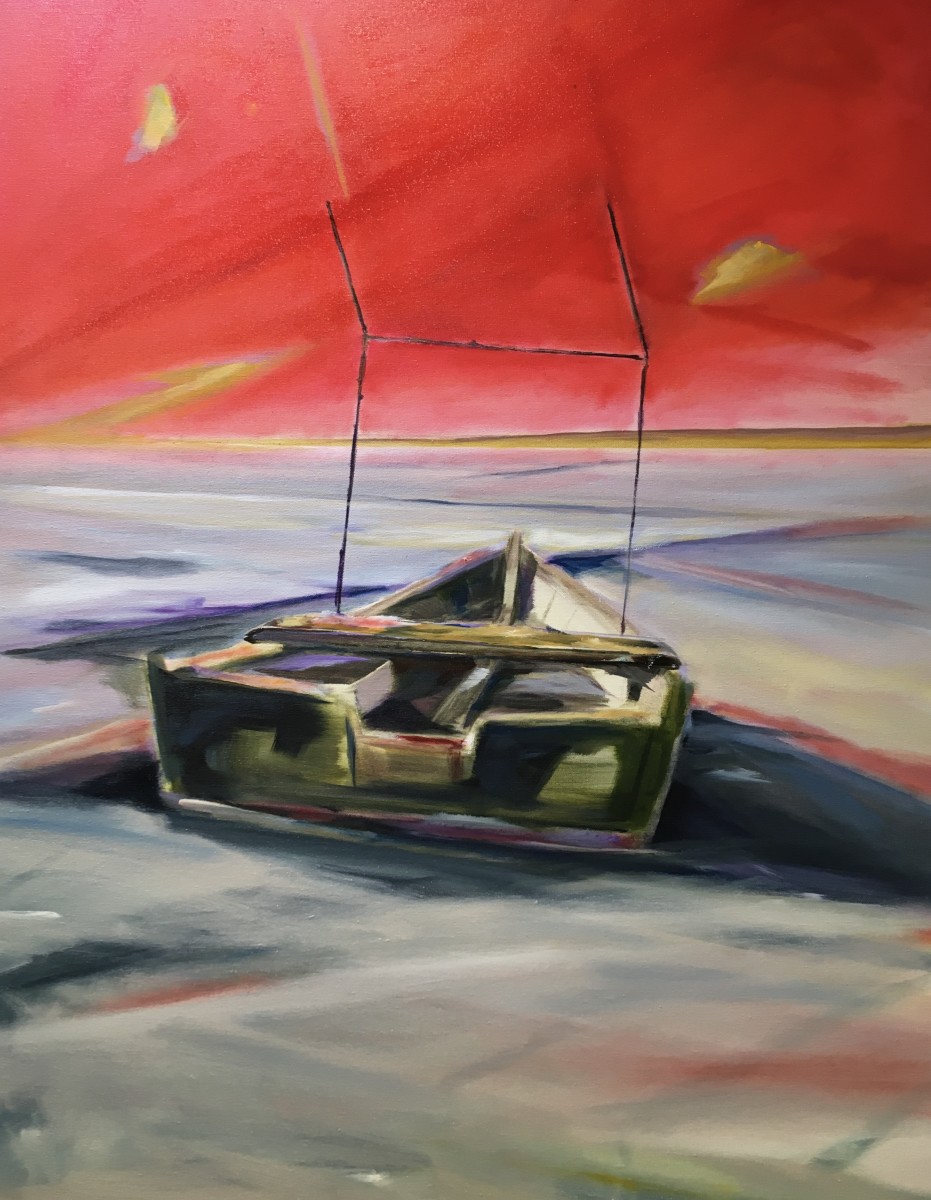 Scallop skiff in ice by Marston Clough 