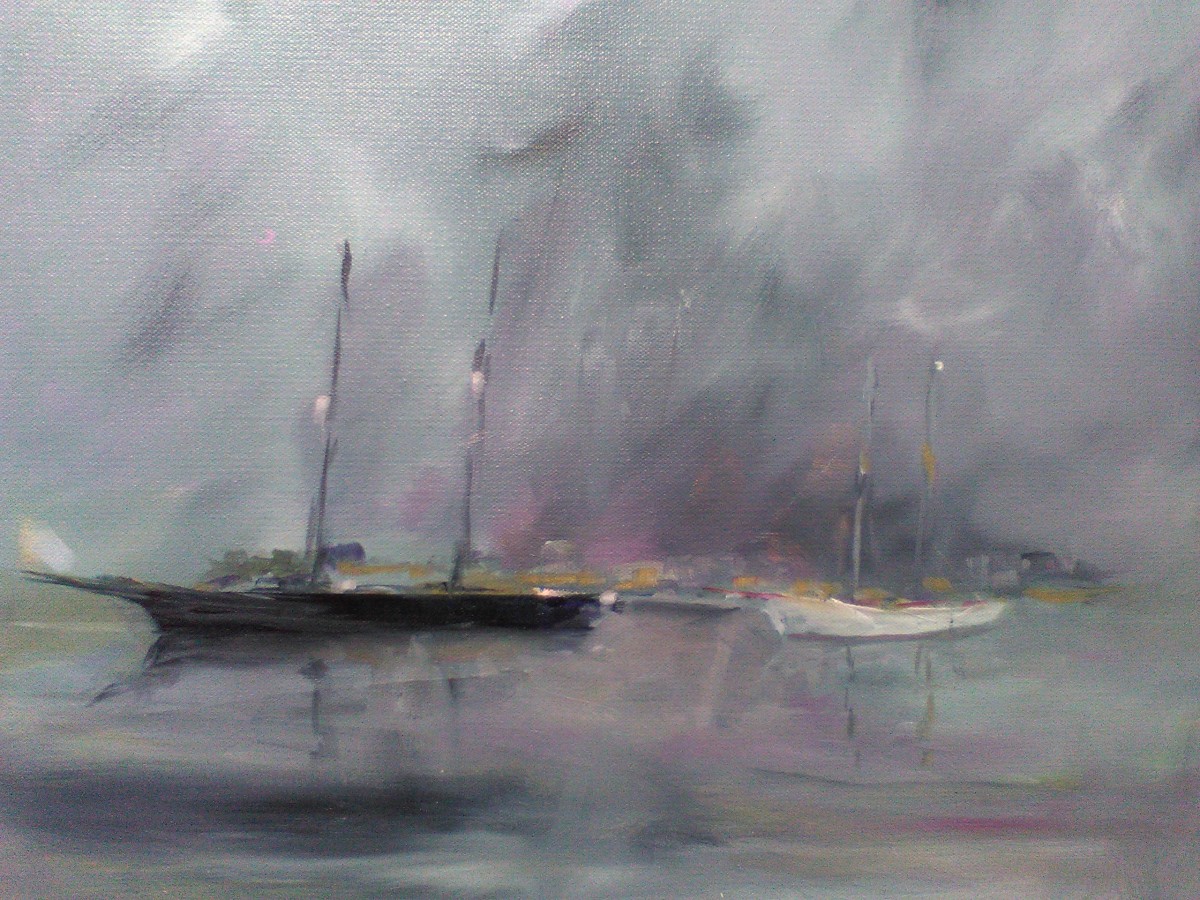 Schooners in the rain by Marston Clough 