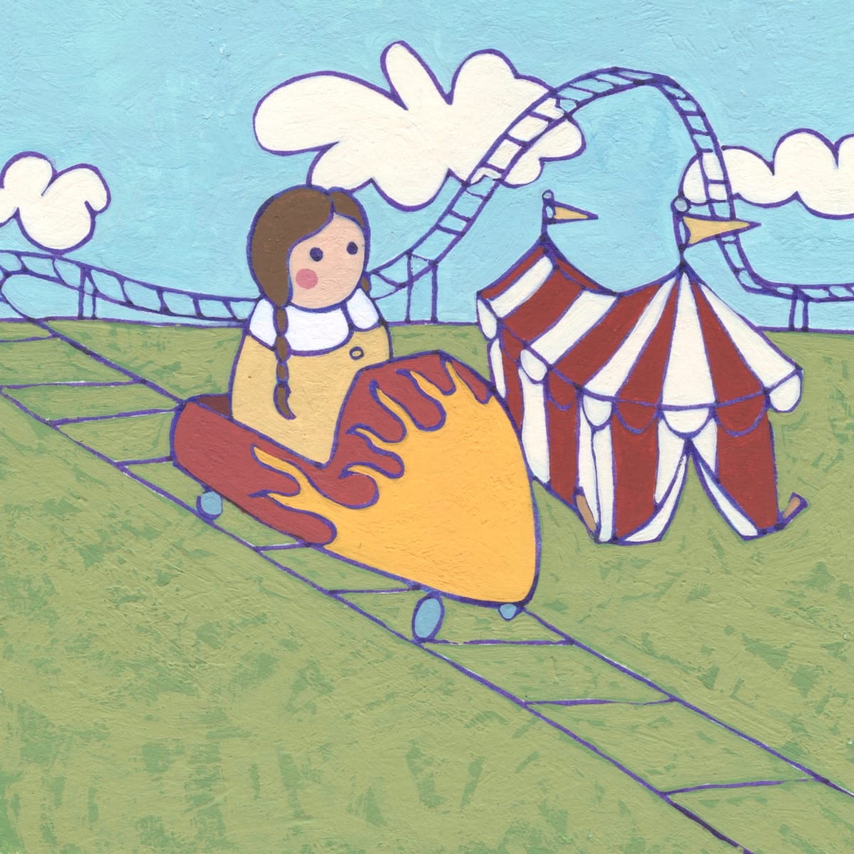 Lolly and the Rollercoaster Original Painting 