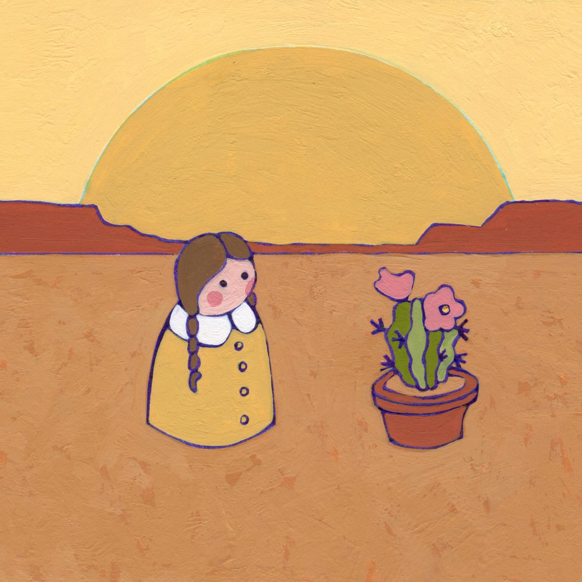 Lolly and the Potted Cactus Original Painting 