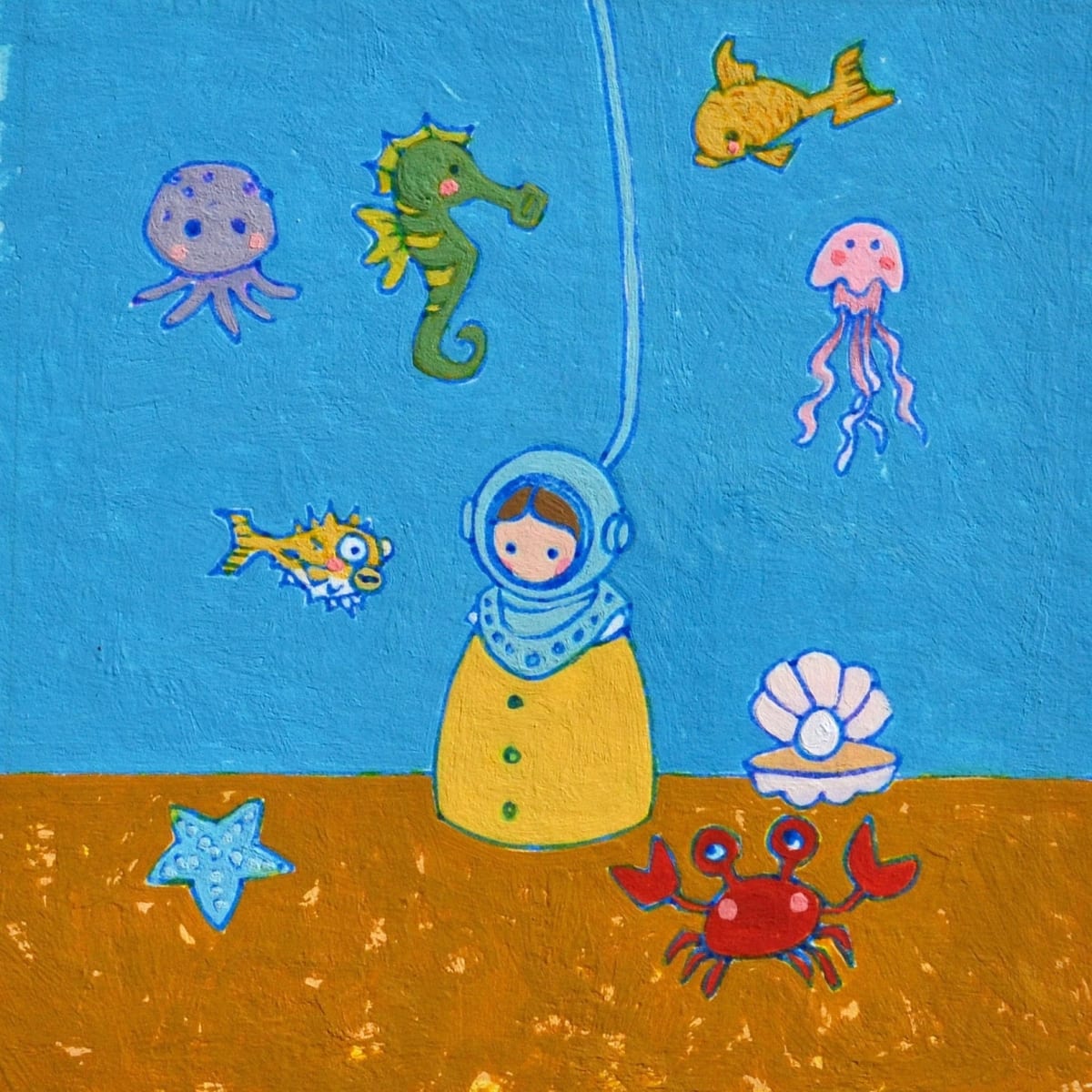 Lolly and the Scuba Dive Original Painting by Layla Luna 