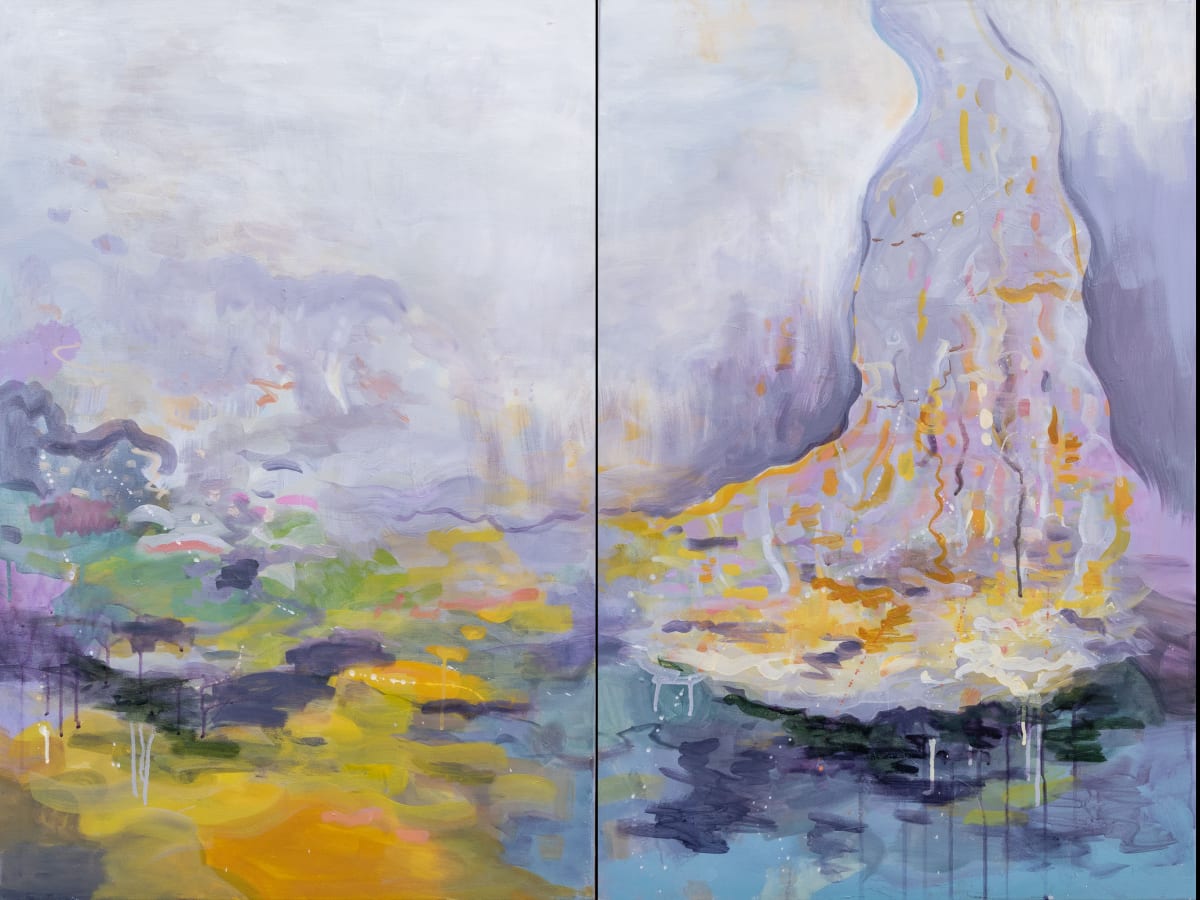 Water Could Dream by Clare Winslow  Image: Water Could Dream, acrylic on canvas, diptych