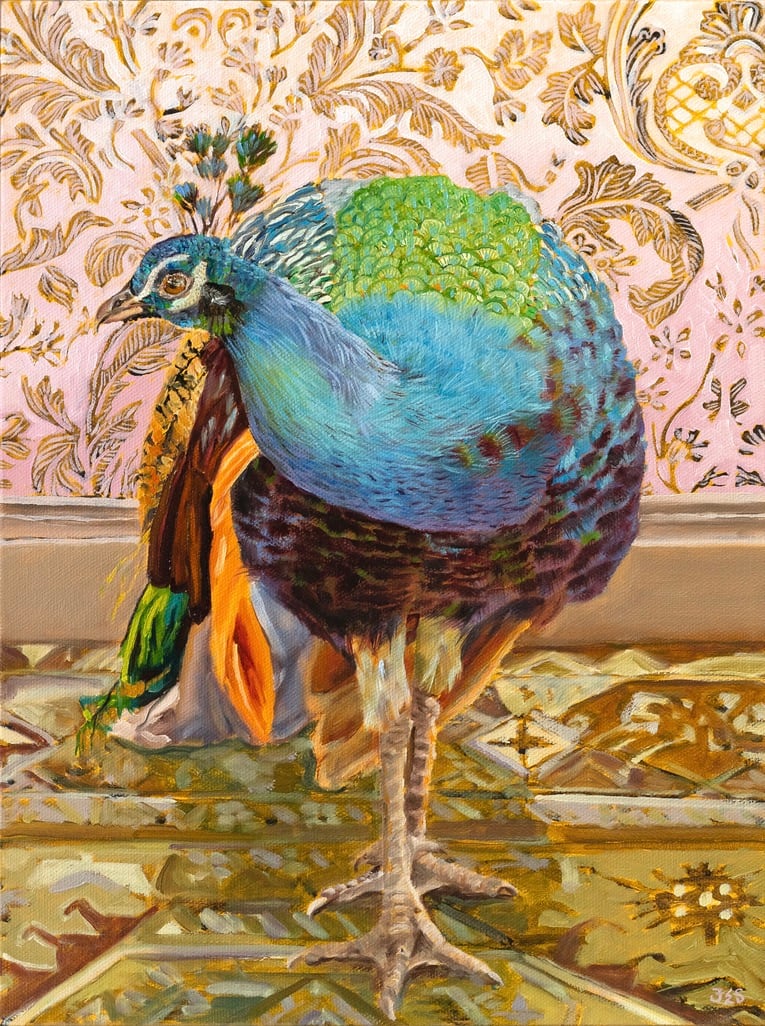 Peacock on Turkish Rug (scan) 