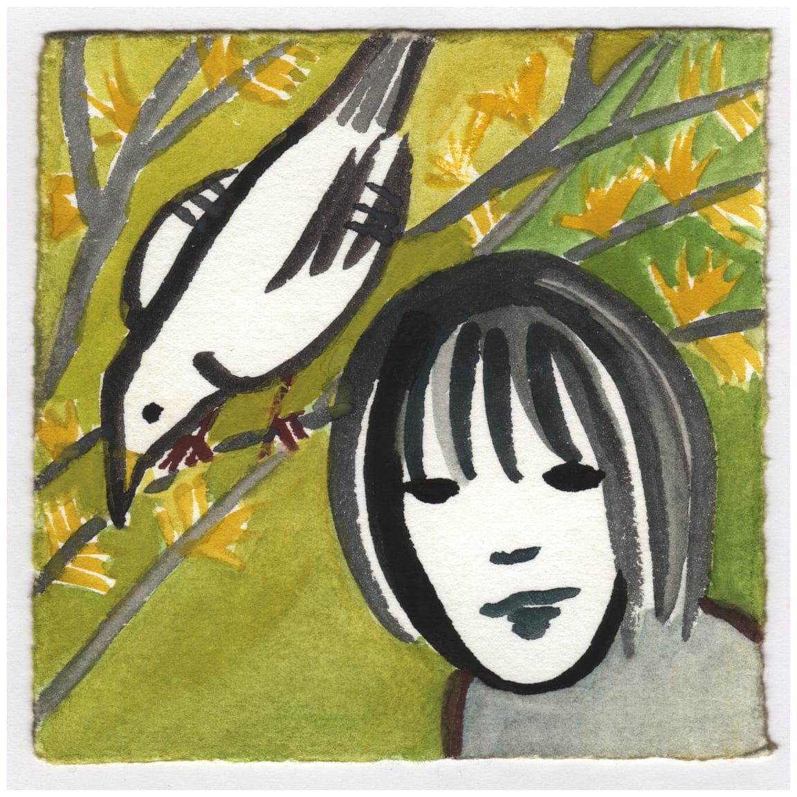 A Mocking Bird in the Witch Hazel. #080 by Raya Bodnarchuk, Estate, Image 1.