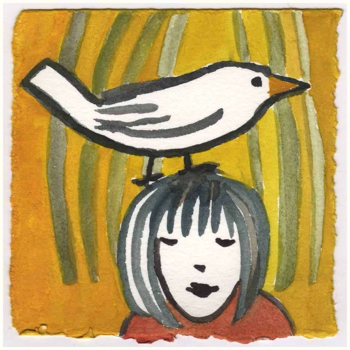 A Wren and Some Bamboo. #083 by Raya Bodnarchuk, Estate, Image 1.