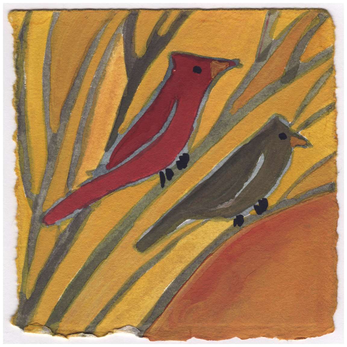 The Cardinals in the Mock Orange Today. #102 by Raya Bodnarchuk, Estate, Image 1.