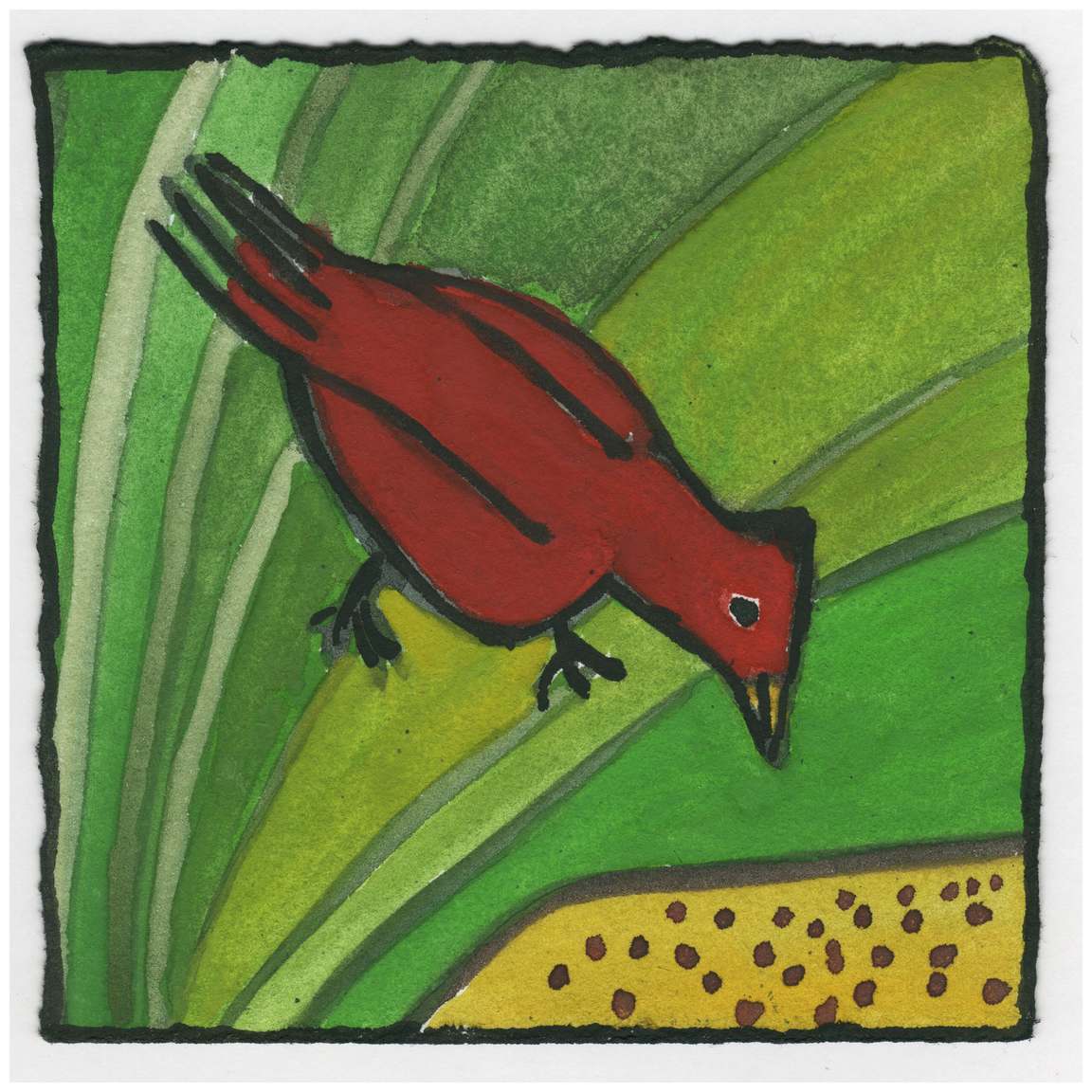 The Cardinal Under the Tall Mock Orange. #158 by Raya Bodnarchuk, Estate, Image 1.