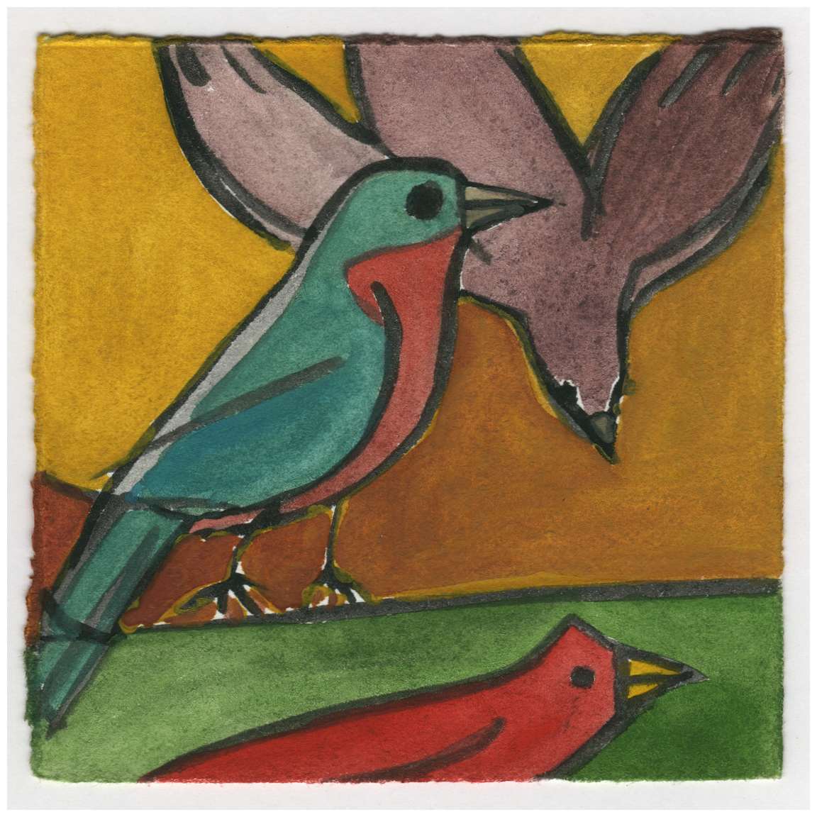 A Bluebird and a Cardinal in the Afternoon. #164 by Raya Bodnarchuk, Estate, Image 1.