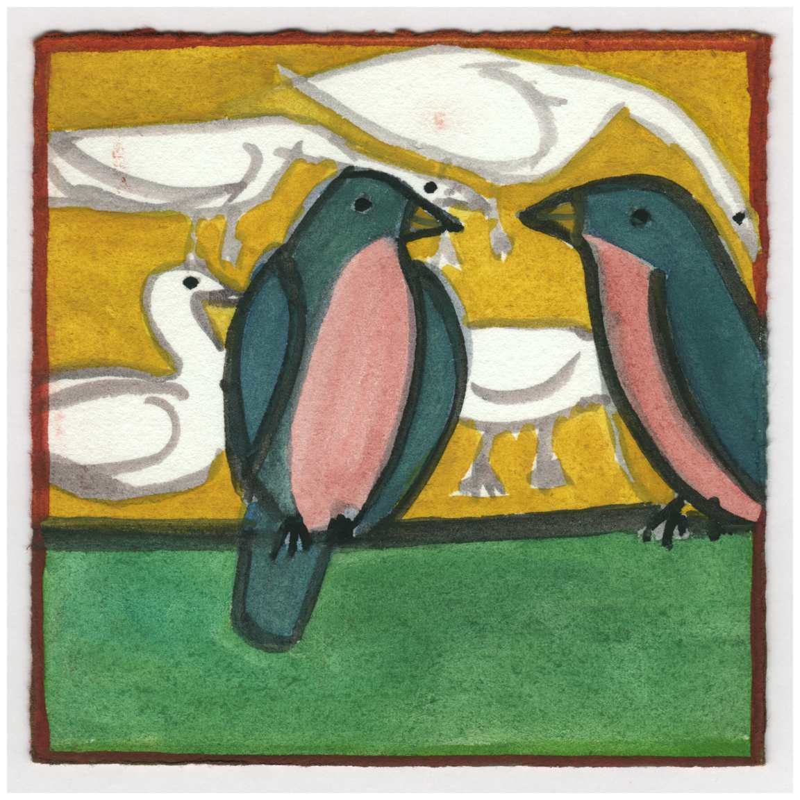 Bluebirds and Geese. #178 by Raya Bodnarchuk, Estate, Image 1.