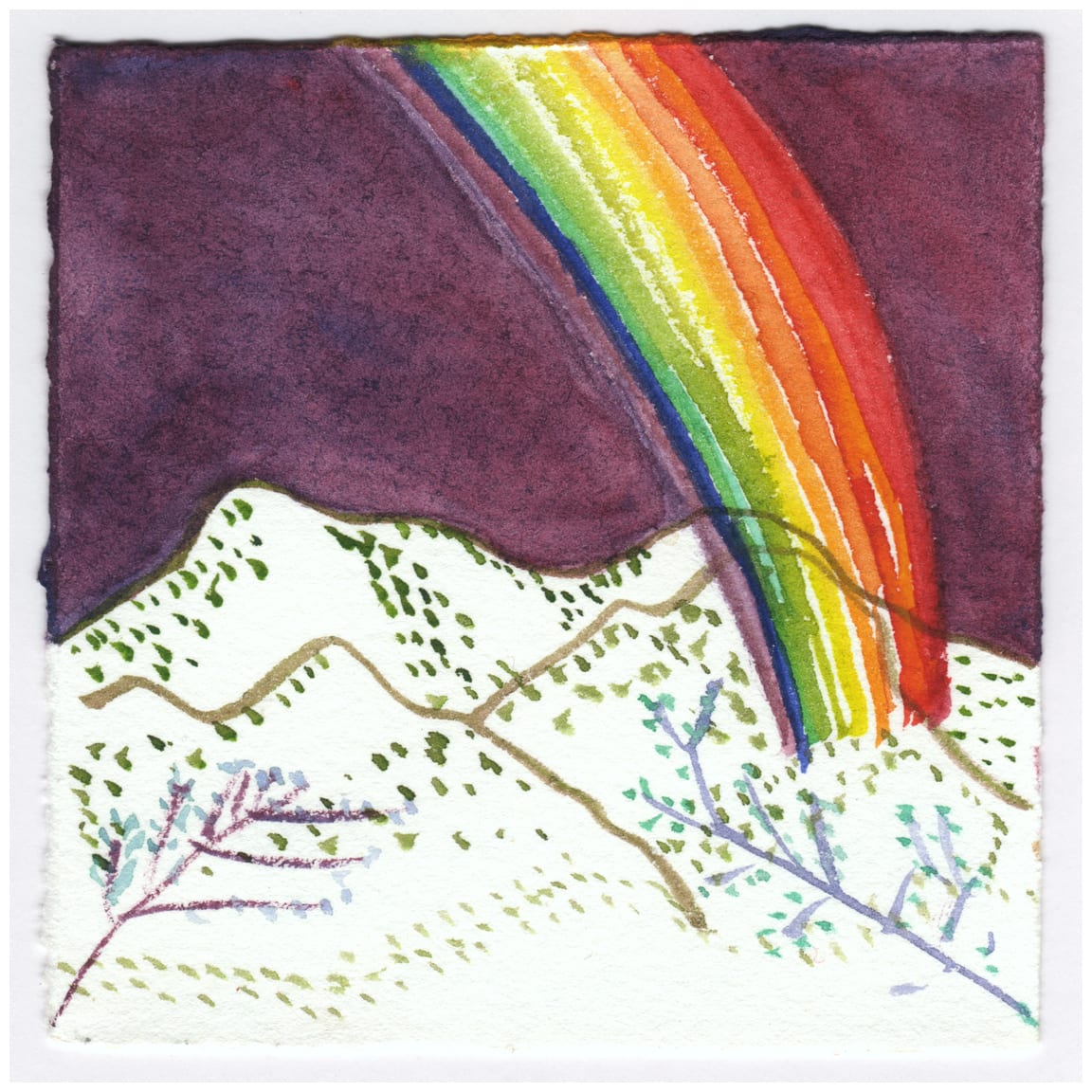 A Rainbow Over Red Mountain. Patagonia AZ. 7/3/14. #200 by Raya Bodnarchuk, Estate, Image 1.