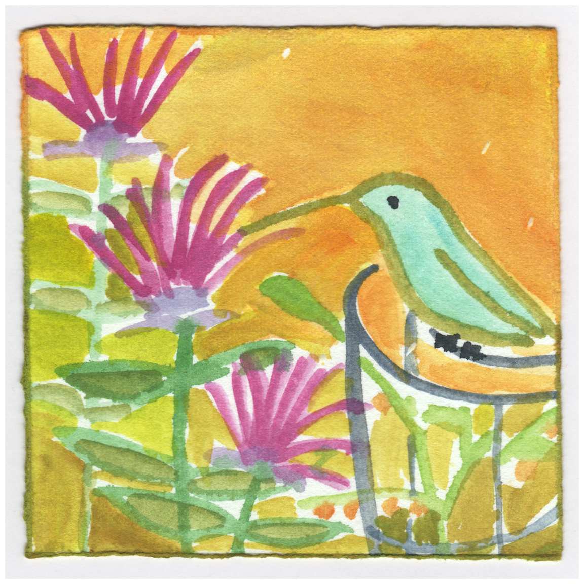The Hummingbird and the Bergamot. #210 by Raya Bodnarchuk, Estate, Image 1.