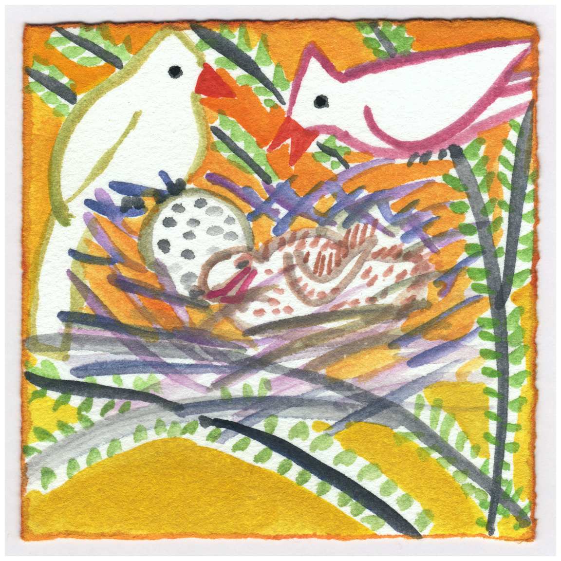 The Cardinals, One Baby and One More Egg. #212 by Raya Bodnarchuk, Estate, Image 1.