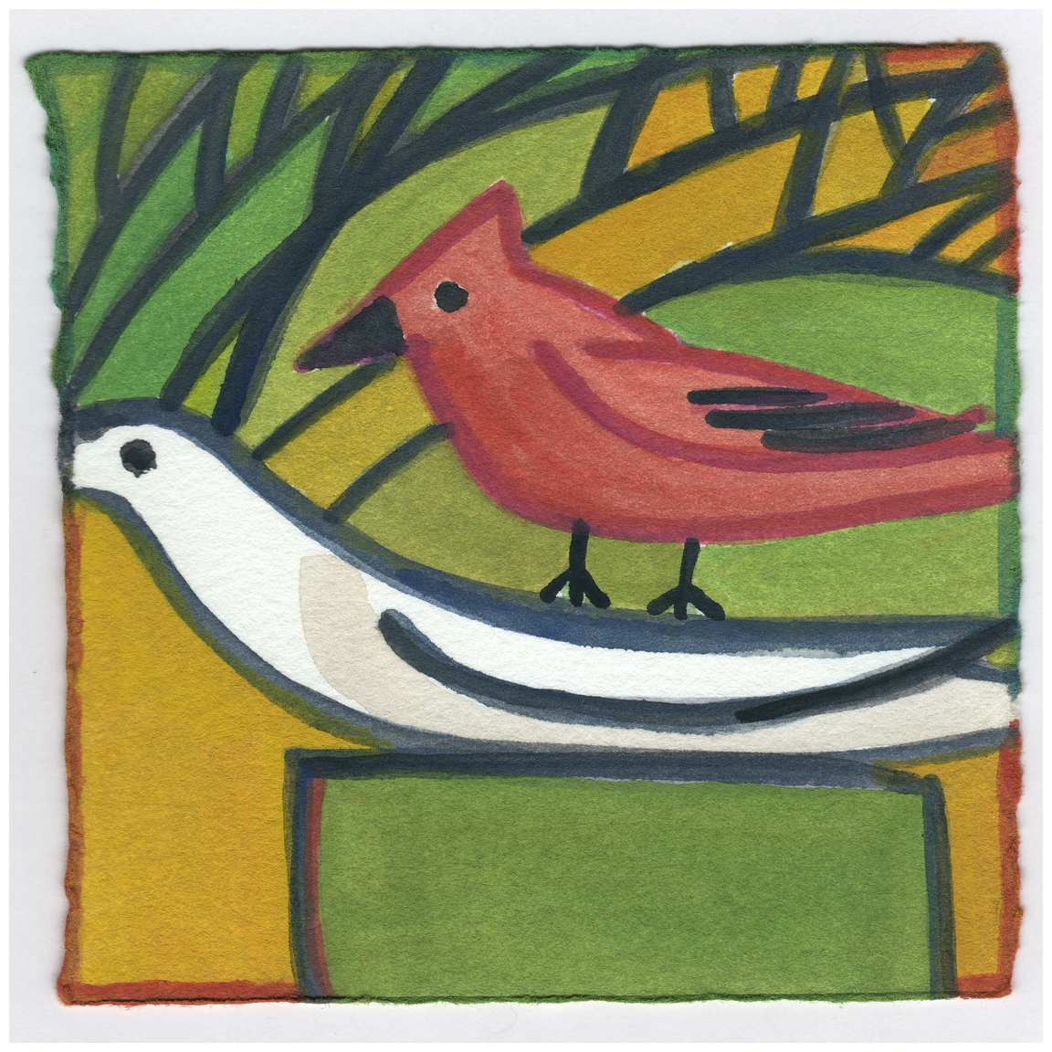 The Cardinal on the Sculpture. #244 by Raya Bodnarchuk, Estate, Image 1.