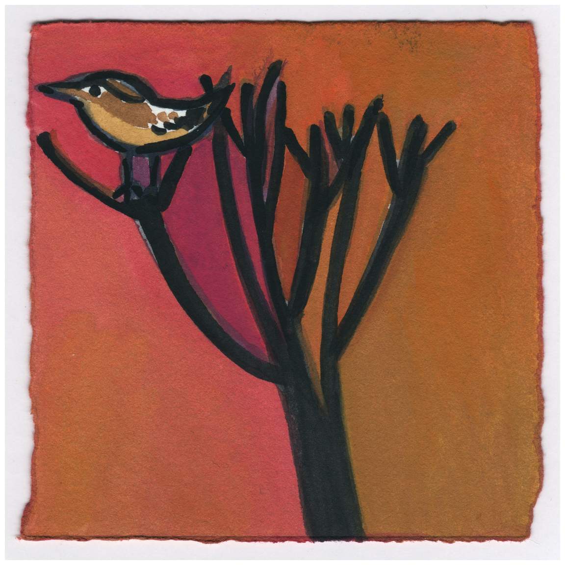 A Wren on a Rose of Sharon Branch. 11/13/14. #338 by Raya Bodnarchuk, Estate, Image 1.