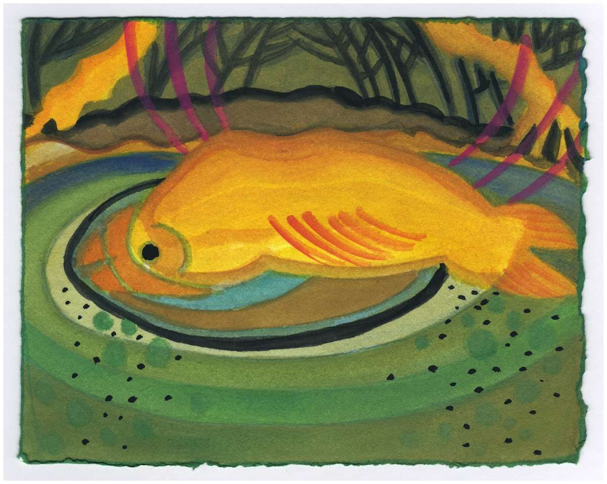 A Fish Jumping in the Canal. #467 by Raya Bodnarchuk, Estate, Image 1.