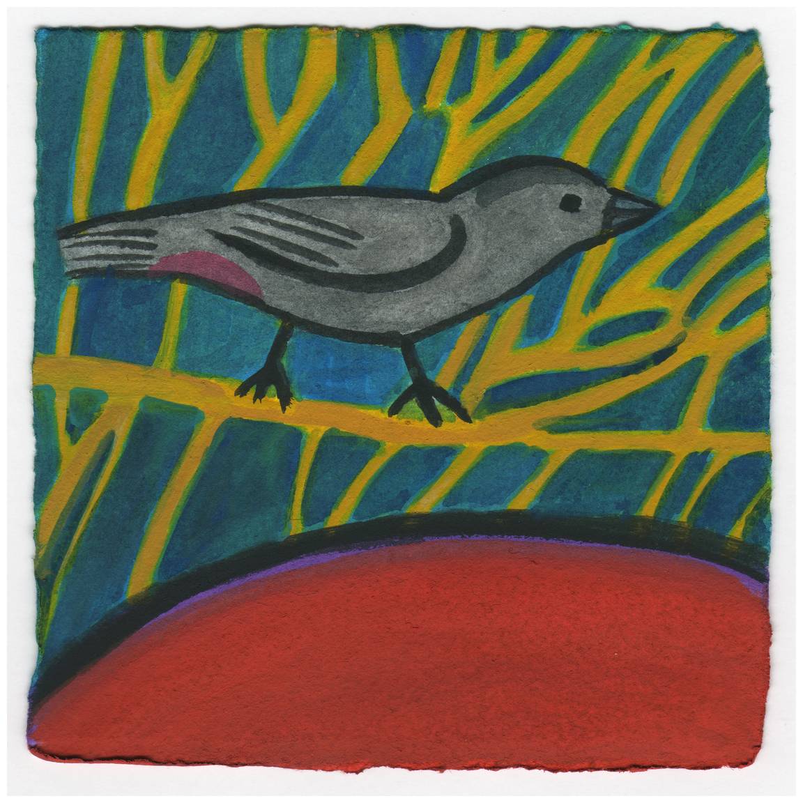 The Catbird in the Mock Orange. #633 by Raya Bodnarchuk, Estate, Image 1.