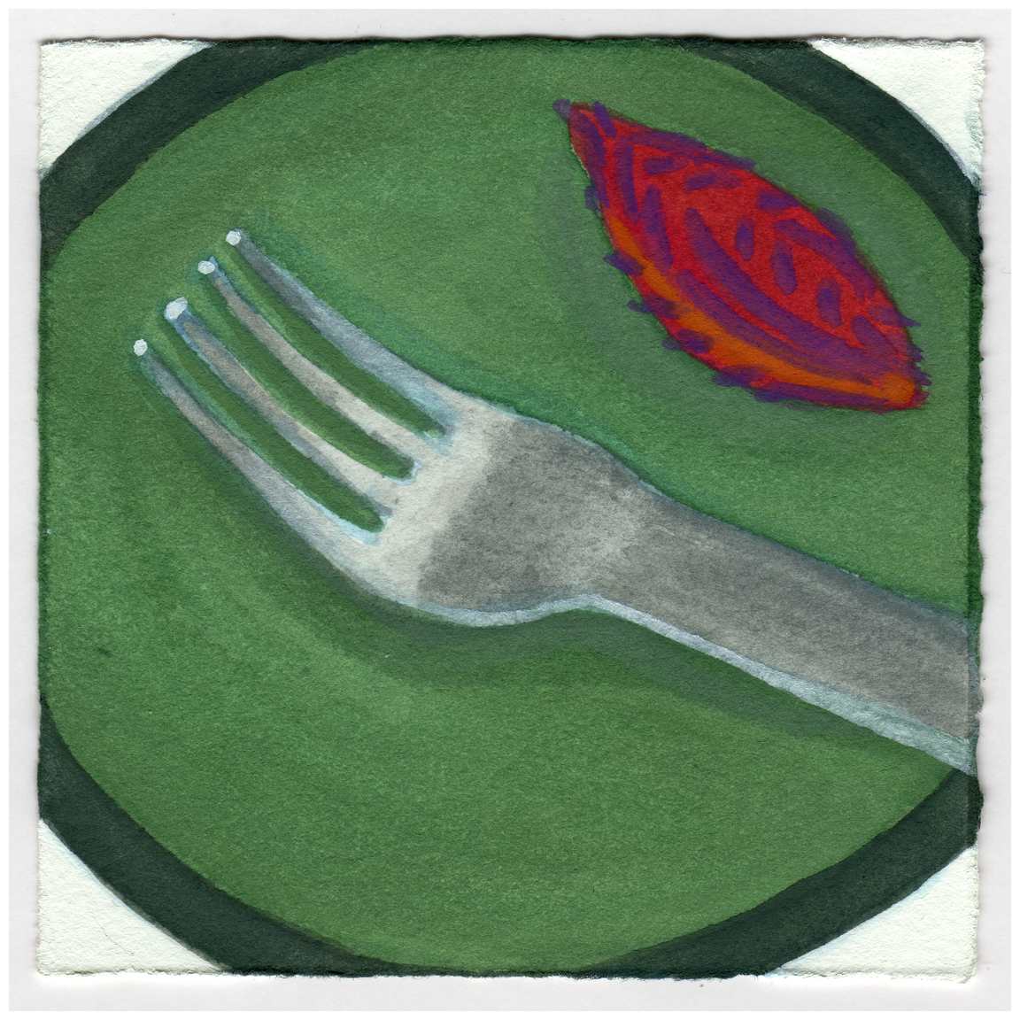 A Peach Pit and a Fork. #637 by Raya Bodnarchuk, Estate, Image 1.