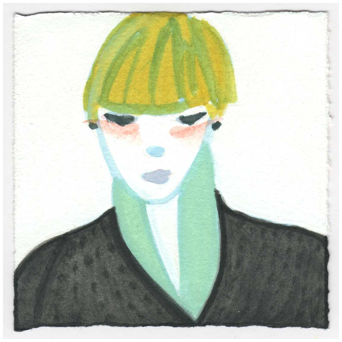 A Green Scarf. #642 by Raya Bodnarchuk, Estate, Image 1.