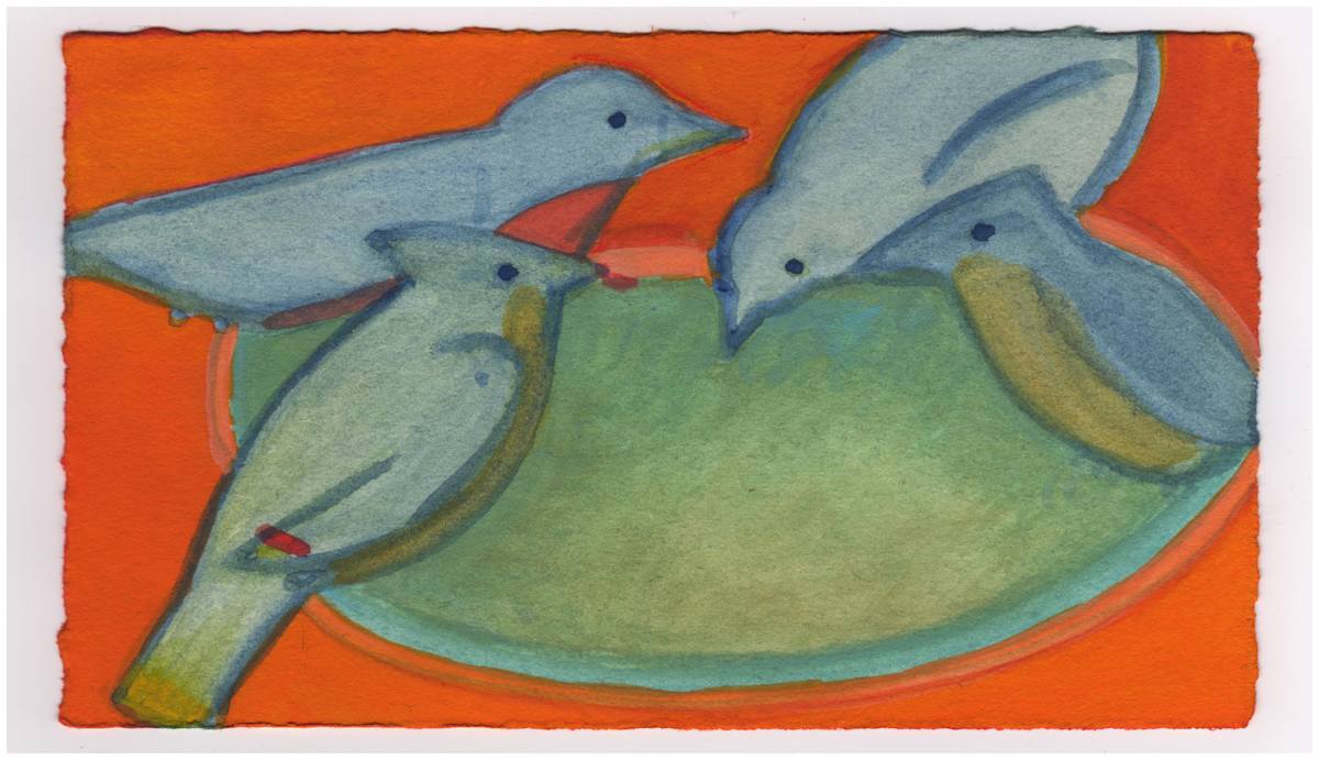 Robins and Cedar Waxwings. #759 by Raya Bodnarchuk, Estate, Image 1.