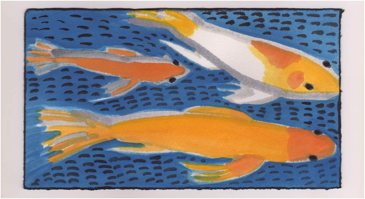 Three Koi --Akemi Maegawa's. #1050 by Raya Bodnarchuk, Estate, Image 1.