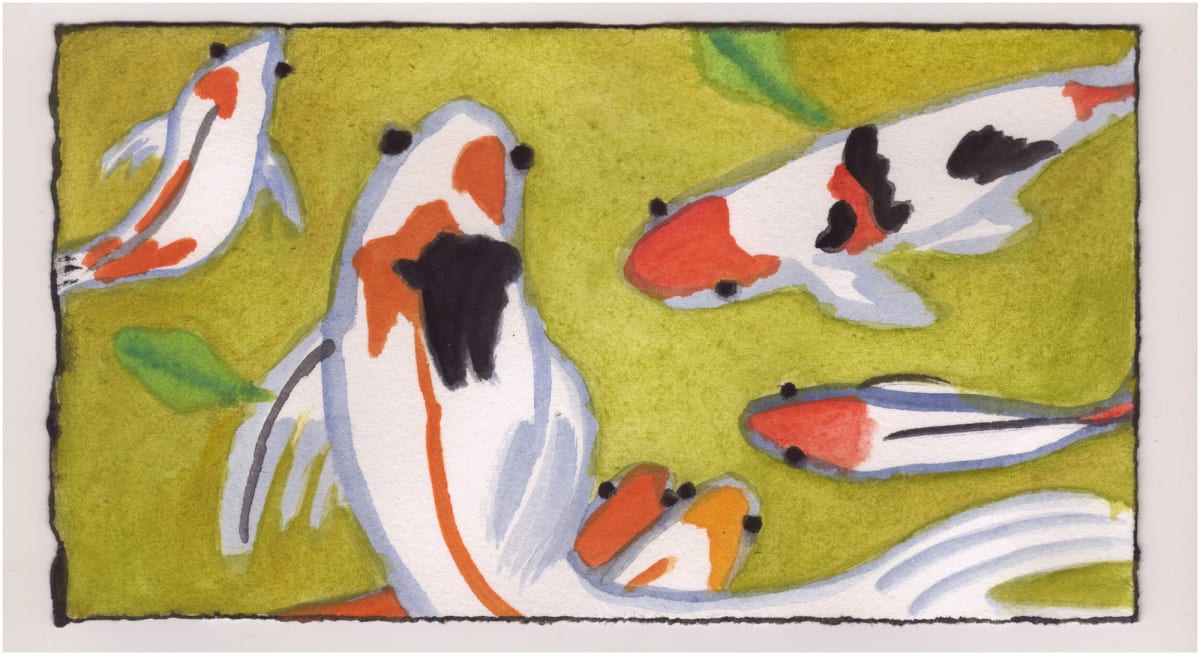 Koi and Leaves. #1052 by Raya Bodnarchuk, Estate, Image 1.