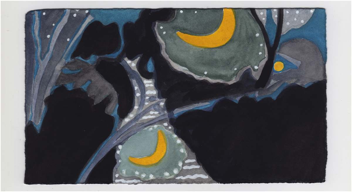 The Moon and the Creek. #1070 by Raya Bodnarchuk, Estate, Image 1.