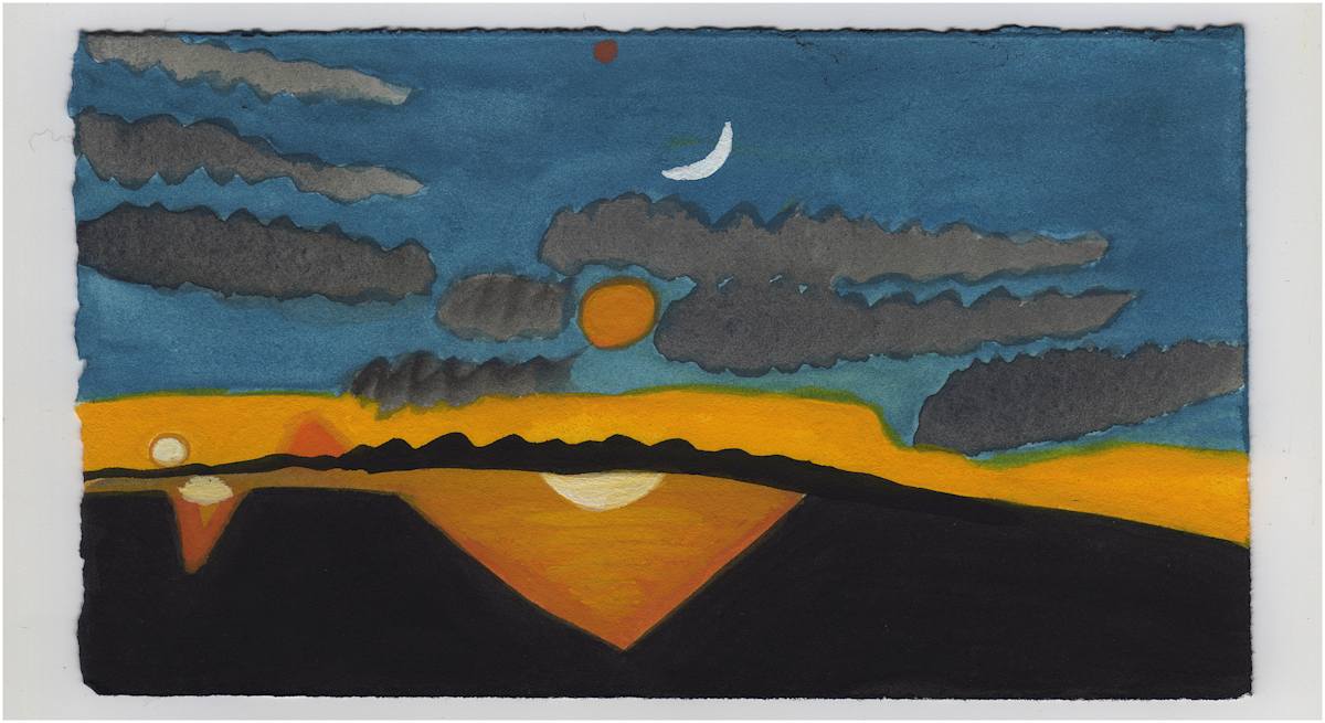 The Sliver Moon and Mars. #1157 by Raya Bodnarchuk, Estate, Image 1.