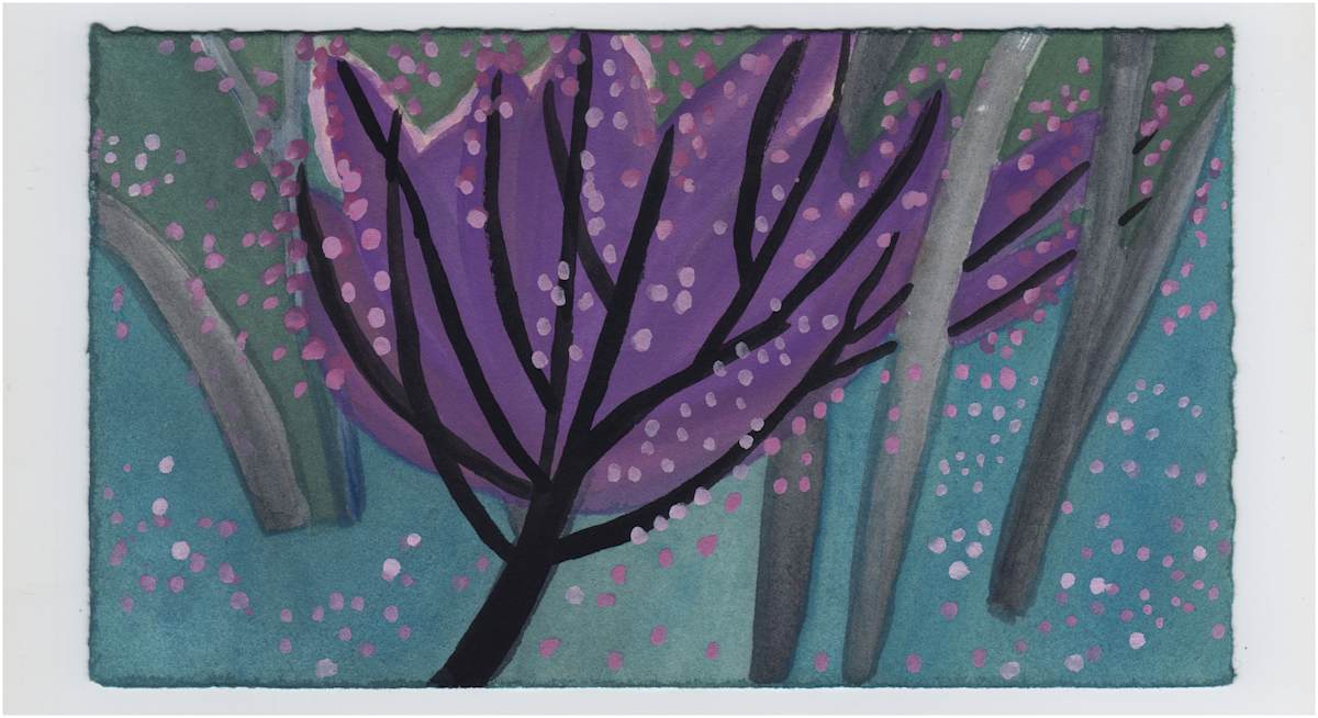Some Redbuds in the Woods. #1225 by Raya Bodnarchuk, Estate, Image 1.