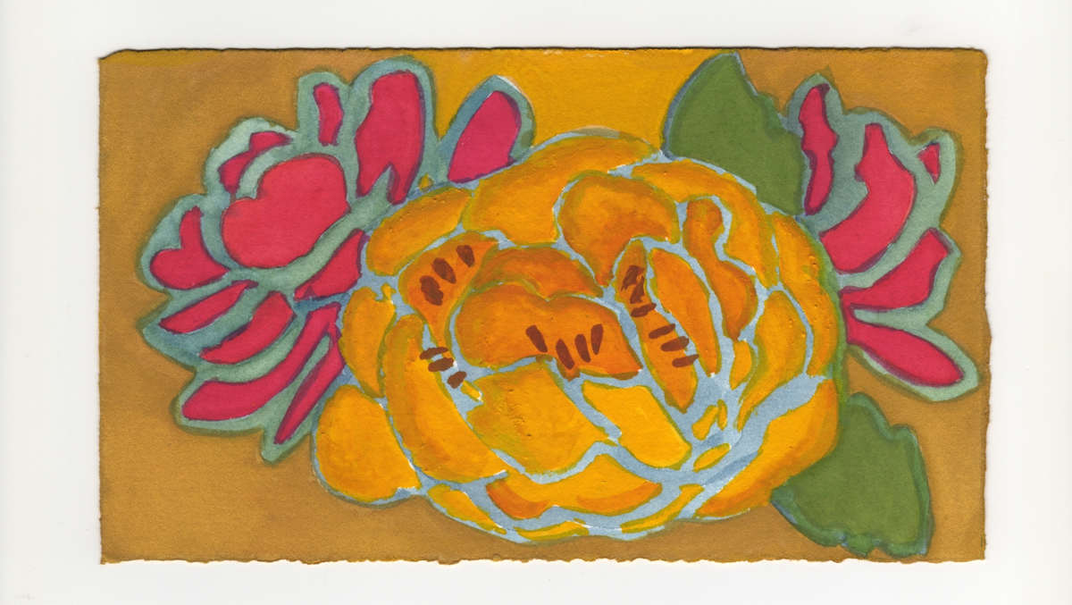 Three Roses with Two Leaves. #1250 by Raya Bodnarchuk, Estate, Image 1.