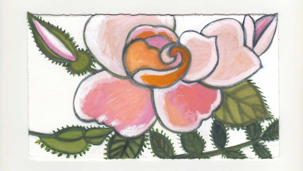 Rose and Two Buds. #1272 by Raya Bodnarchuk, Estate, Image 1.