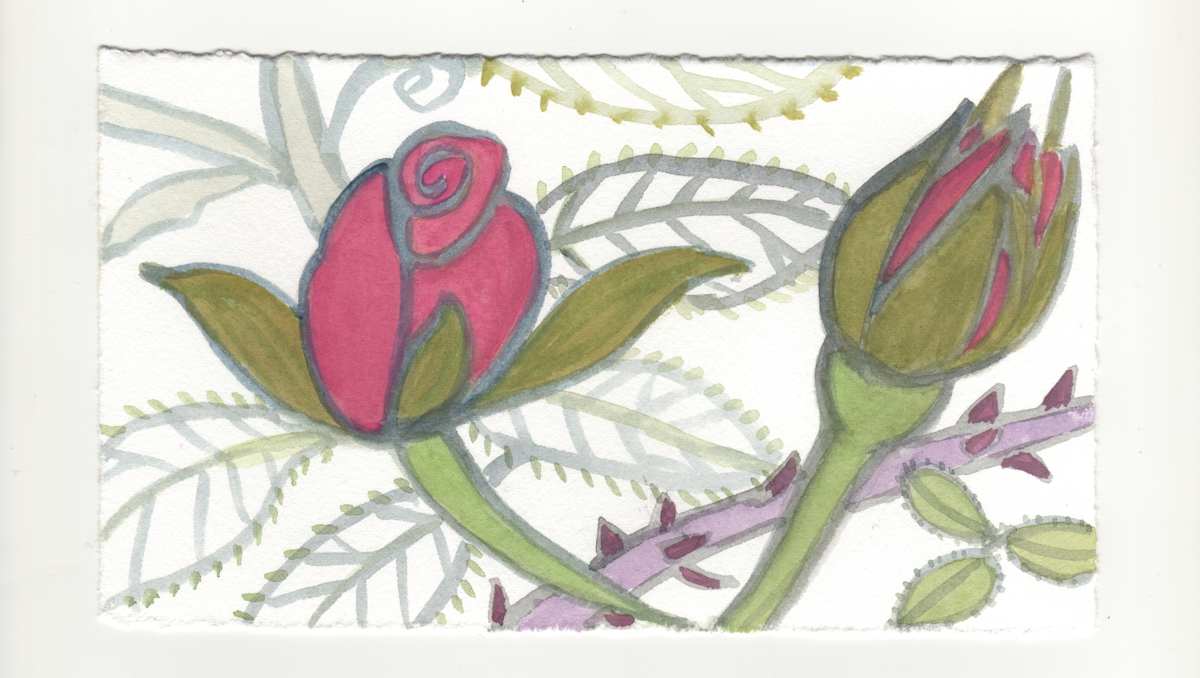 Two Roses and a Clover. #1281 by Raya Bodnarchuk, Estate, Image 1.