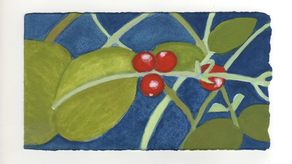 Coral Honeysuckle Berries. #1357 by Raya Bodnarchuk, Estate, Image 1.
