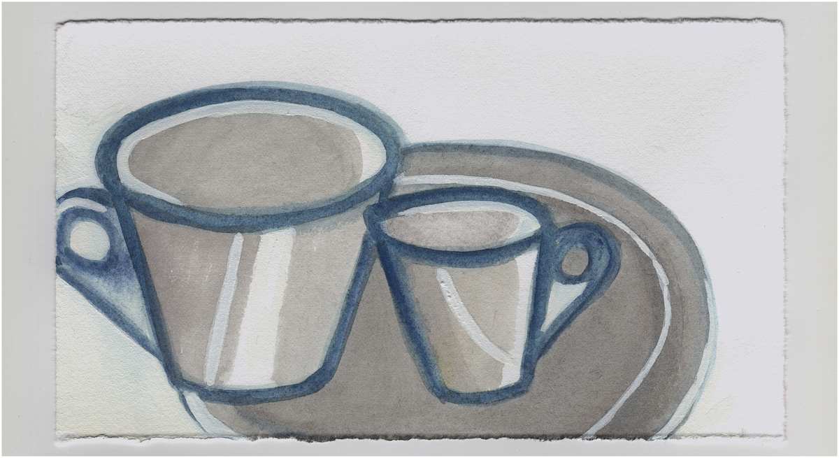 Two Cups and an Aluminum Plate. #1384 by Raya Bodnarchuk, Estate, Image 1.