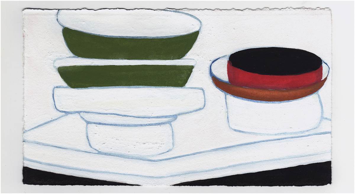 The Black Paint and Two Green Dishes. #1386 by Raya Bodnarchuk, Estate, Image 1.