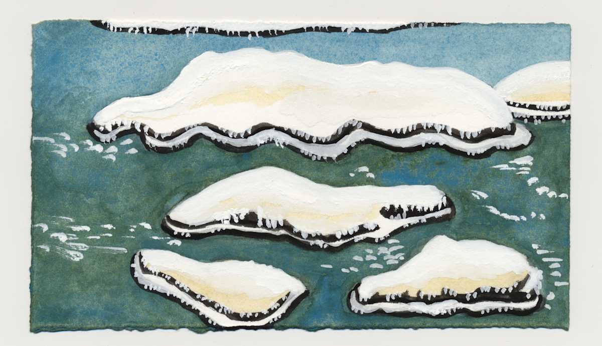 Snow Frost and Ice on the Rock in the River Here. #1495 by Raya Bodnarchuk, Estate, Image 1.