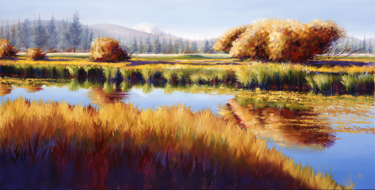 Autumn River Willows by Pat Cross  Image: Autumn River Willows 24x48 oil on canvas