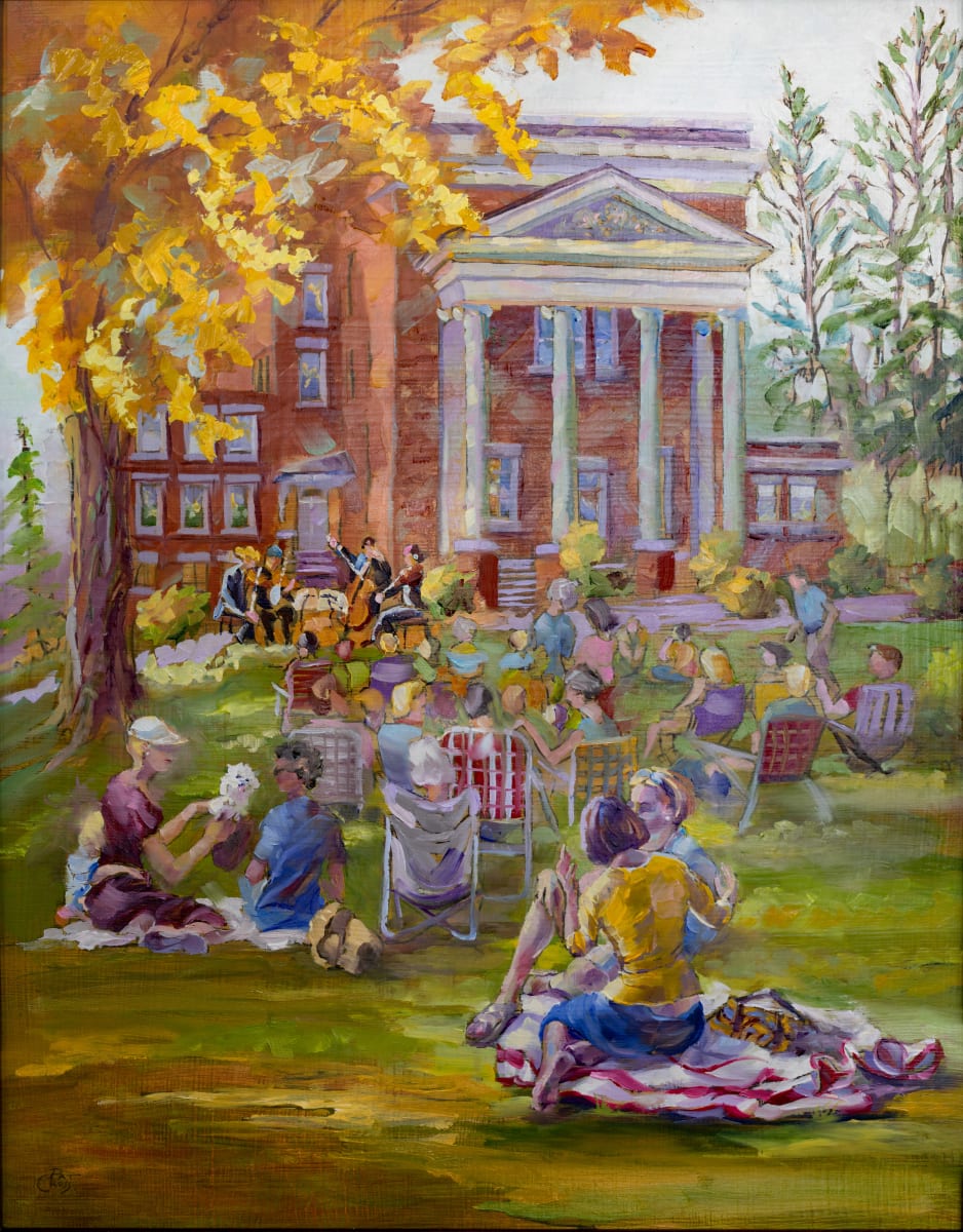 Music on Ivy Terrace at Carnegie Hall by Pat Cross  Image: 20x16 Oil Painting
