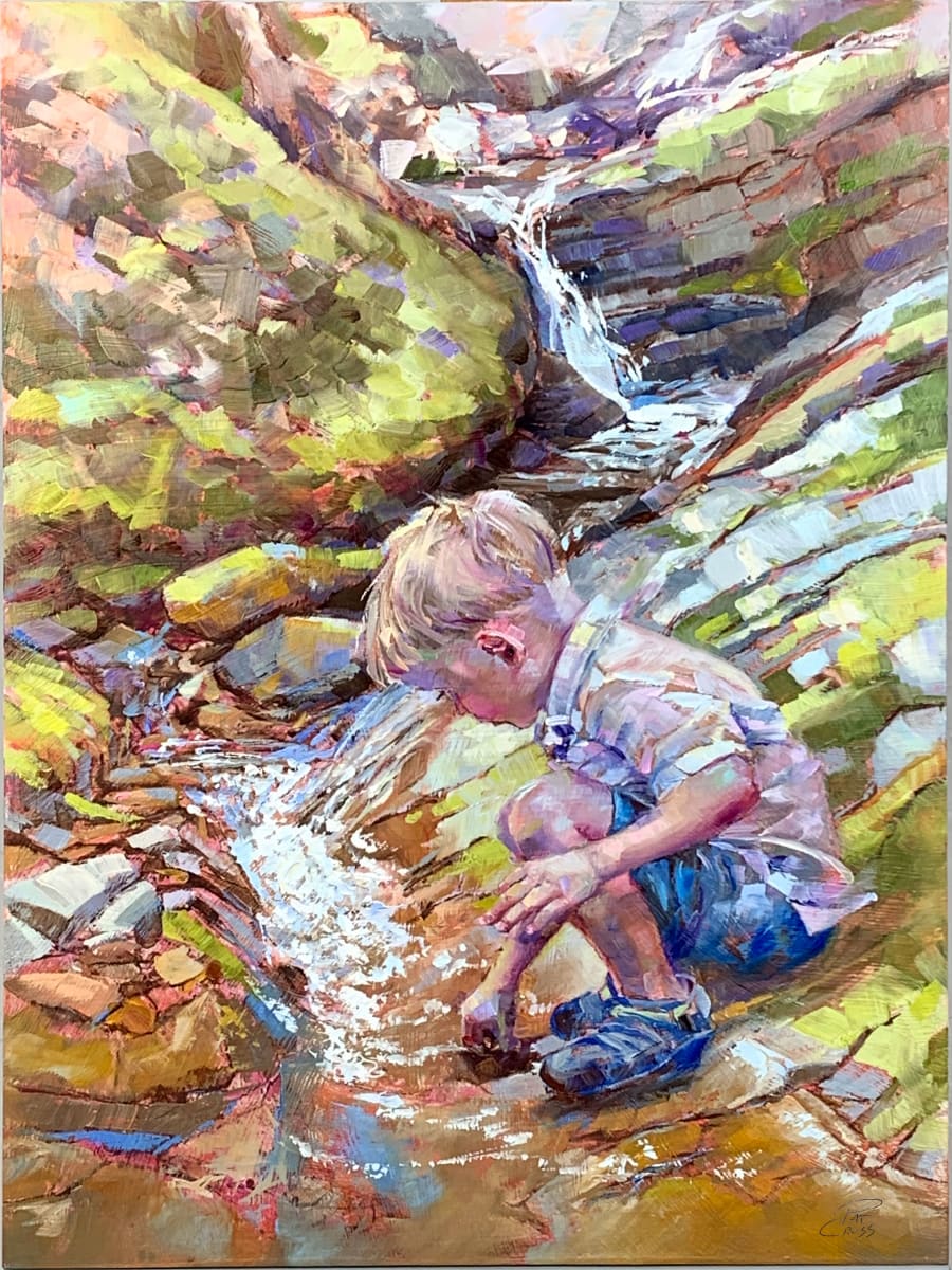 Creekside Curiosity by Pat Cross  Image: Creekside Curiosity 16x12 oil on wood panel