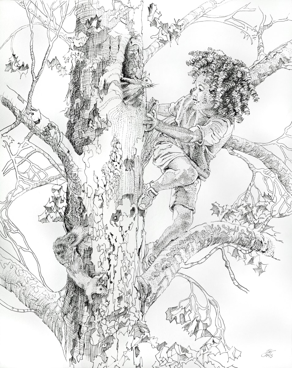 Hello My Friend by Pat Cross  Image: Hello My Friend, 20x16 Pen and Ink Drawing