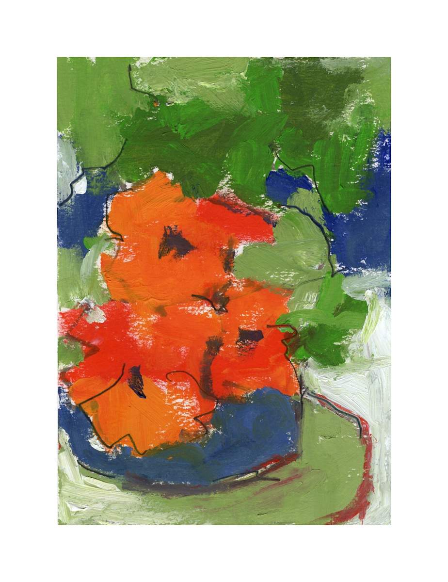 Orange Pansies (Framed) by Corinne Galla 