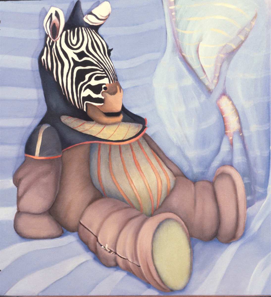 "Zebra-Hooded Teddy" by Diana Roy 1940-2019, Image 1.