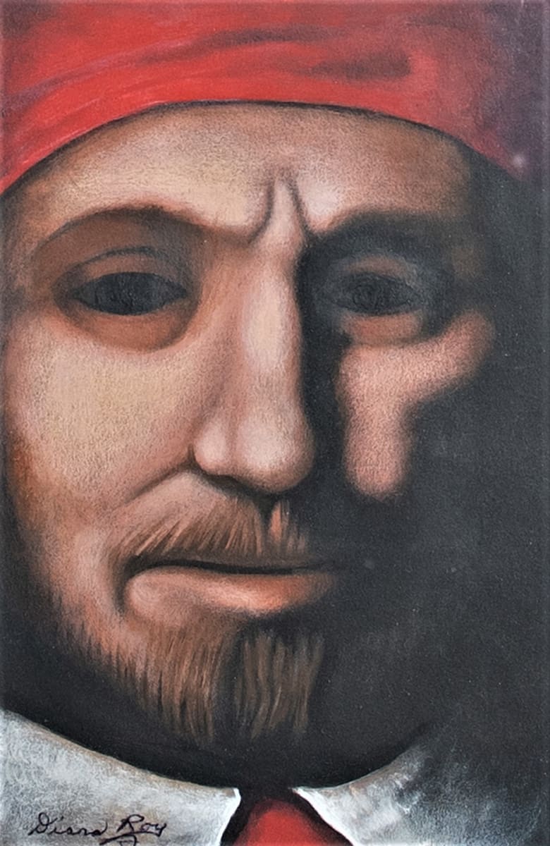 Untitled ( Red Hat Man) by Diana Roy 1940-2019, Image 1.