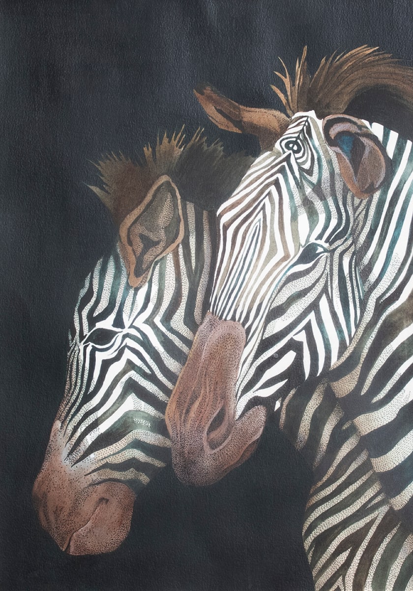 "Zebras" by Diana Roy 1940-2019, Image 1.