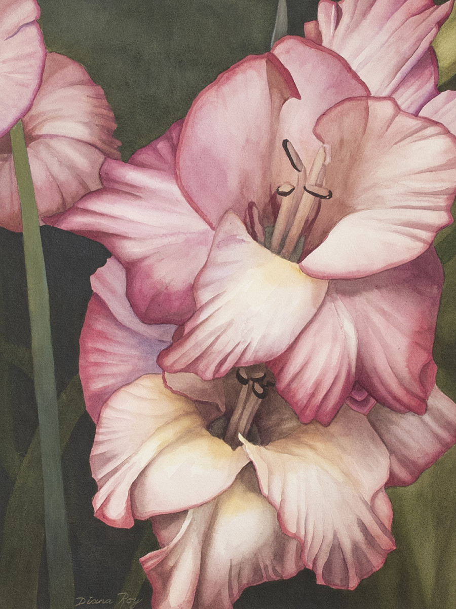 "Pink Glads" by Diana Roy 1940-2019 