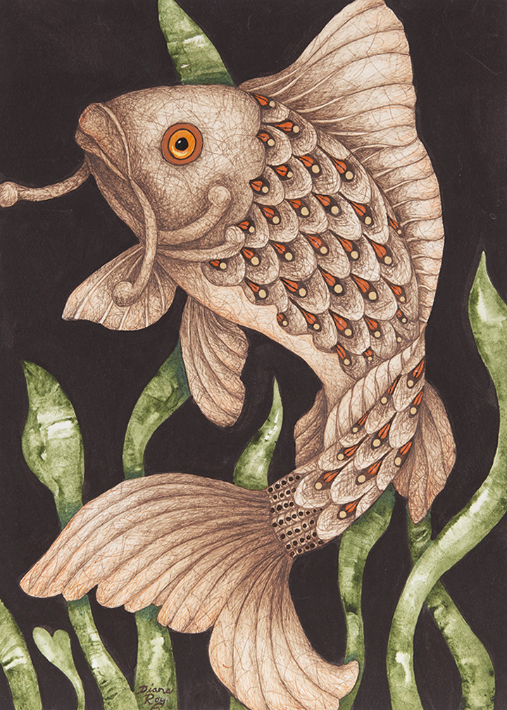 "Ornamental Fish" by Diana Roy 1940-2019 