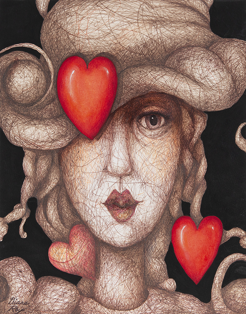 "Triple Hearts" by Diana Roy 1940-2019 