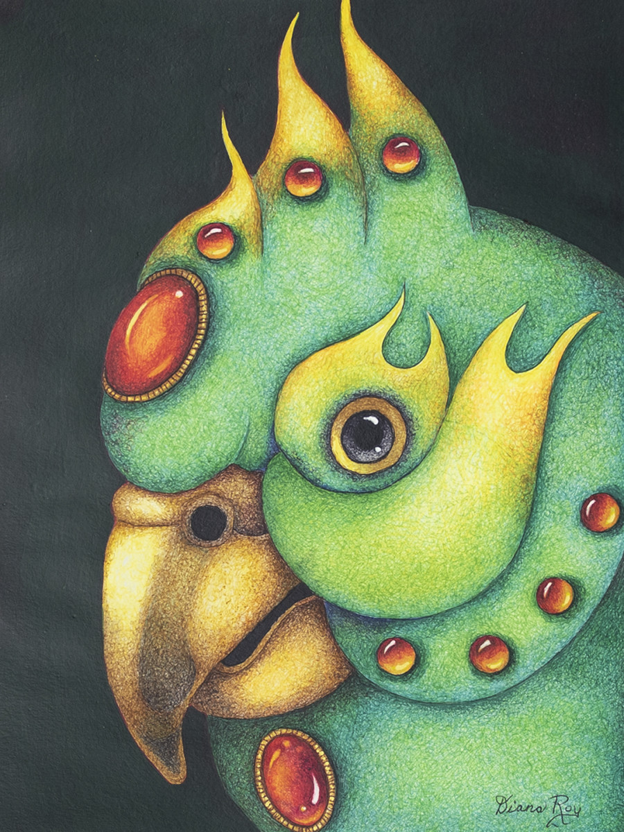 "Green Parrot" by Diana Roy 1940-2019 