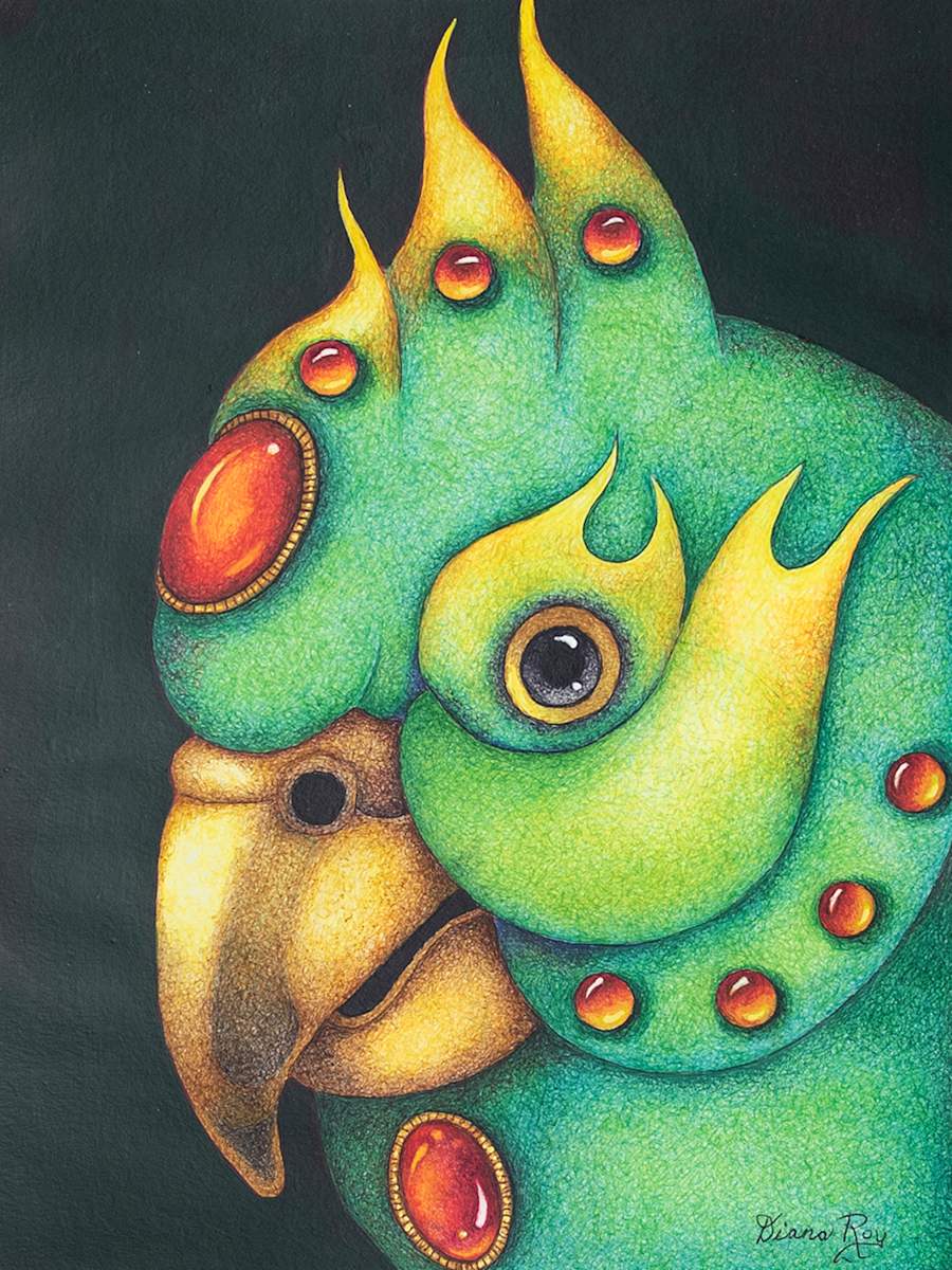 "Green Parrot" by Diana Roy 1940-2019, Image 2.