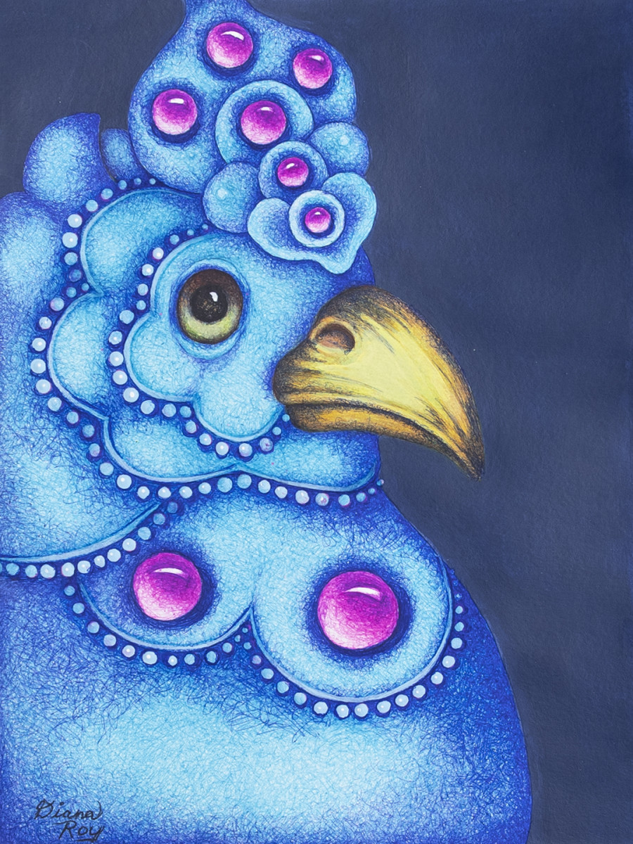 "Beading The Blue Bird" by Diana Roy 1940-2019 