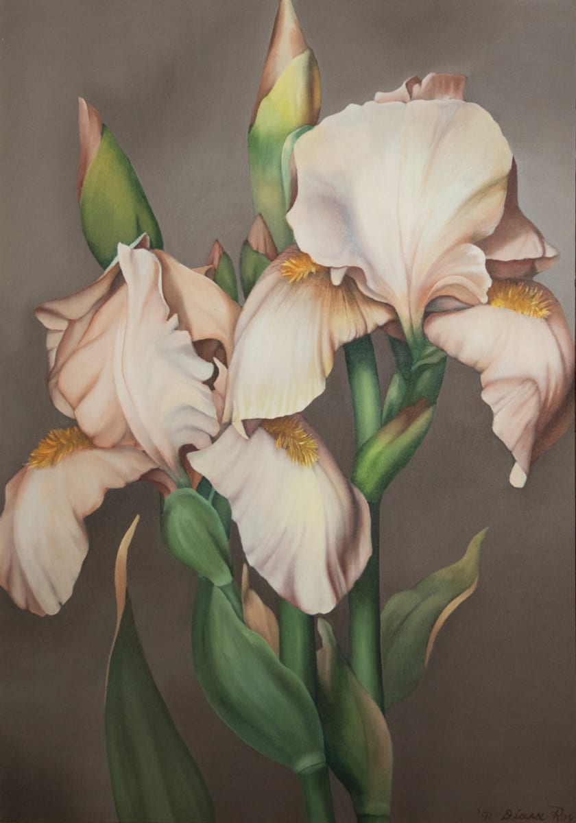 "Iris Triptych" by Diana Roy 1940-2019, Image 1.